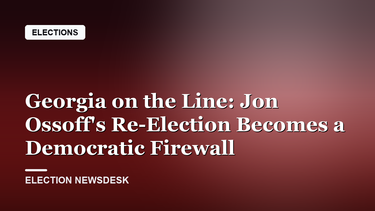 Georgia on the Line: Jon Ossoff's Re-Election Becomes a Democratic Firewall